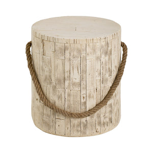 English Elm Outdoor Mgo Cylindrical Side Table Whitewashed Rustic Coastal Farmhouse Accent N765P382583W