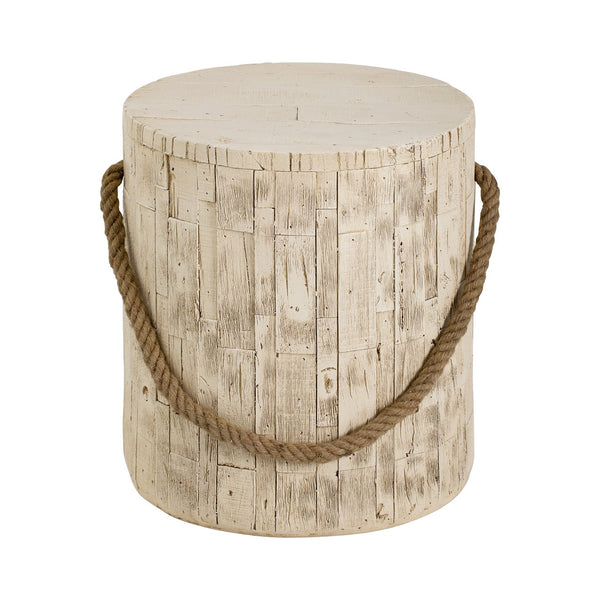English Elm Outdoor Mgo Cylindrical Side Table Whitewashed Rustic Coastal Farmhouse Accent N765P382583W