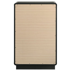 English Elm Burton Black 5-Drawer Chest of Drawers with Rounded Corners, Brass Knobs & Deep Storage Appeal B062P375417