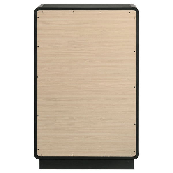 English Elm Burton Black 5-Drawer Chest of Drawers with Rounded Corners, Brass Knobs & Deep Storage Appeal B062P375417