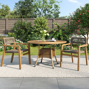 English Elm Christopher Knight Home® - Outdoor Rope Woven Acacia Dining Chair Set with Breathable Backrest and Durable Weather‑Resistant Wood Light Teak 39.5 L x 24.25 W x 10.25 H N776P247440L