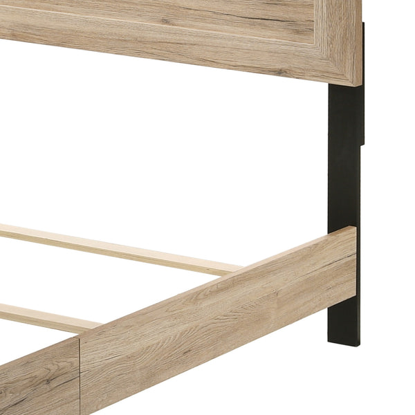 English Elm Miquell Queen Bed with Raised Molding Trim and Tapered Legs, Solid Frame, 660lb Capacity, Low Profile Natural 66 L x 28 W x 7 H B2726P254735