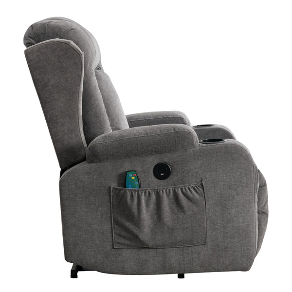 English Elm Power Lift Recliner with Heat Massage and Usb Port for Elderly Living Room Use W1521S00016