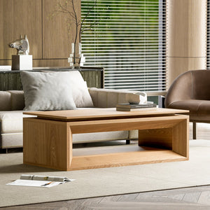 English Elm 43.3'' Wood Veneer Lift Top Coffee Table with Hidden Storage for Living Room Natural Wood W1435P453251