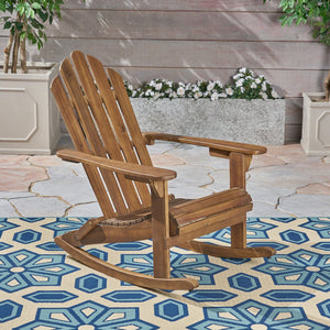 English Elm Christopher Knight Home® - HOLLYWOOD Acacia Wood Adirondack Rocking Chair with Long Rockers, Weather-Resistant, Cozy Cottage Vibe Dark Brown 38.75 L x 28 W x 9 H 62398.00DBRN