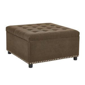 English Elm Storage Ottoman Tufted Nailhead Trim Lift Top Footstool for Living Room or Bedroom Coffee W5568P447091
