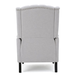 English Elm Christopher Knight Home® - Light Grey Tufted Fabric Arm Chair Recliner with Wingback Design, Button-Tufted Diamond Stitch Comfort and Pushback Recline, 28.5"W x 62"D Fully Reclined — Stylish Living Room Accent 56992.00LGY