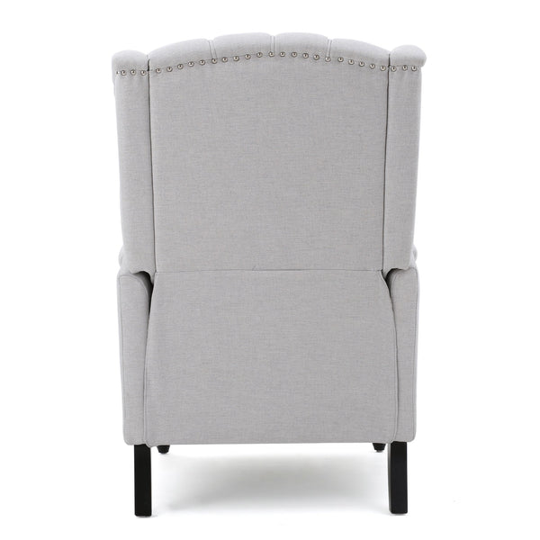 English Elm Christopher Knight Home® - Light Grey Tufted Fabric Arm Chair Recliner with Wingback Design, Button-Tufted Diamond Stitch Comfort and Pushback Recline, 28.5"W x 62"D Fully Reclined — Stylish Living Room Accent 56992.00LGY