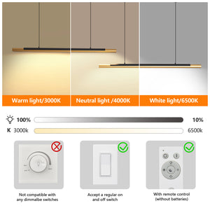 English Elm 75-inch Modern Black and Gold LED Pendant Light with Dimmable Remote, CRI90, Adjustable Dual Tubes for Dining Living Kitchen Ambiance W2312P375019