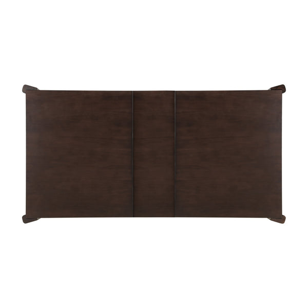 English Elm Expandable Solid Wood Farmhouse Dining Table with Smooth Gliding Extension, Space-Saving Design for 4–8 Guests Walnut N842P271655D