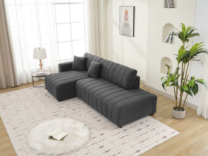 English Elm Scandinavian Channel Tufted L Shaped Sectional Sofa with Plush Foam Cushions B2730S00041