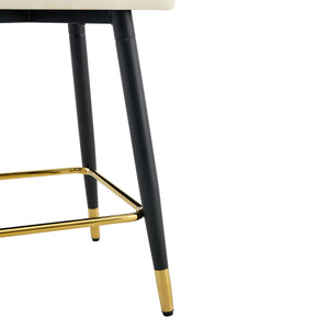 English Elm Set of 2 Pu Leather Barstools with Gold Footrest Curved Back for Kitchen Island Dark Gray,White+Black W1151P383772
