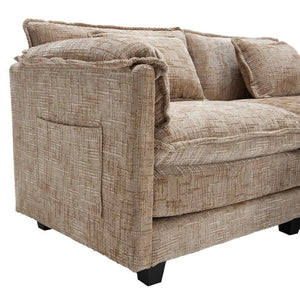 English Elm United Cozy Two-Seat Chenille Sofa With Detachable Armrests, Footstools, And Side Pockets For Storage W1568S00138-GIGA