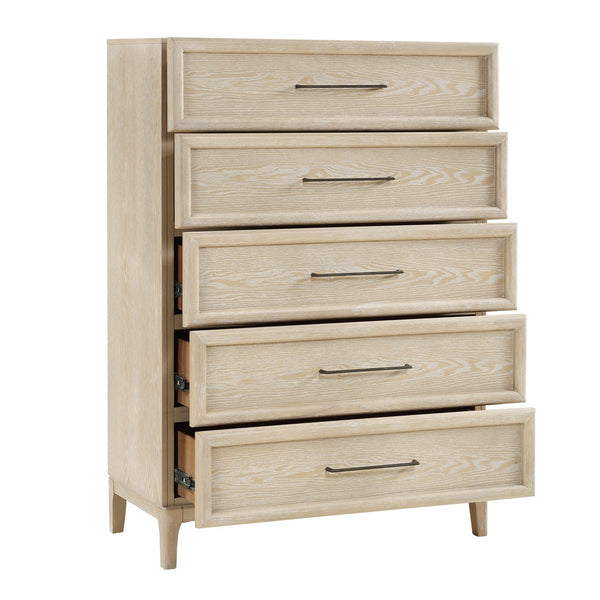 English Elm Contemporary Oak Veneer Tall 5-drawer Chest with Ball-bearing Glides for Bedroom B011P425798