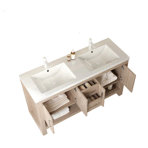 English Elm LUCCI 60" White Acrylic Bathroom Sink, One-Piece Basin w/Overflow & Pre-Drilled Faucet Hole, Durable W2615P247938