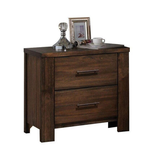 English Elm Classic Oak Finish Nightstand with Two Drawers, 26"W x16"D x25"H — Smooth Glides, Brass Hardware, No Assembly Required B2741P323094