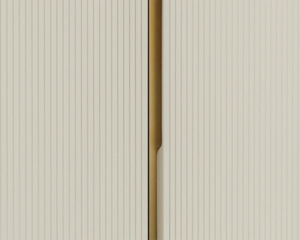 Sunpan PALOMA Bar Cabinet - Luxurious High-Gloss Cream Storage with Curved Design & Gold Accents 111219