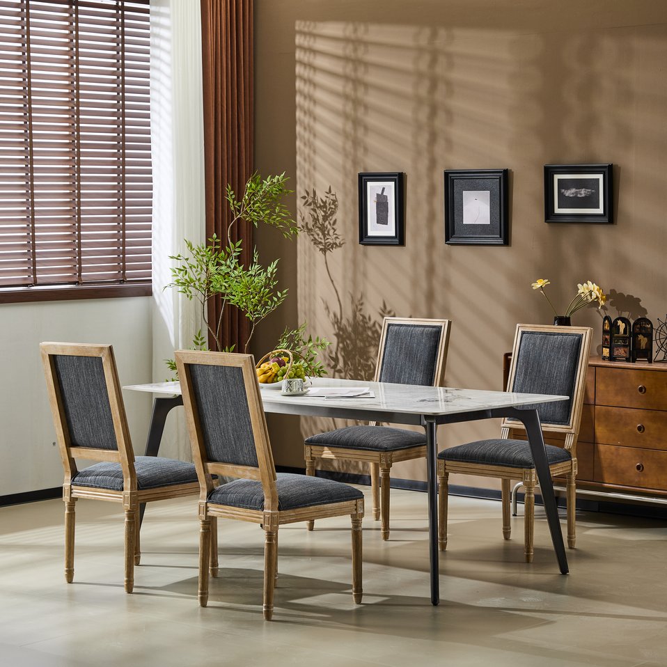 English Elm Christopher Knight Home® - [Set Of 4] French Country Dining Chairs - Elegant Upholstered Seats & Cane Backrest - Rustic Charm N767P263677H_4