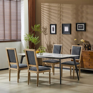 English Elm Christopher Knight Home® - [Set Of 4] French Country Dining Chairs - Elegant Upholstered Seats & Cane Backrest - Rustic Charm N767P263677H_4