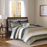 Madison Park Essentials Saben Casual 8 Piece Quilt Set with Cotton Bed Sheets MPE13-171 Taupe