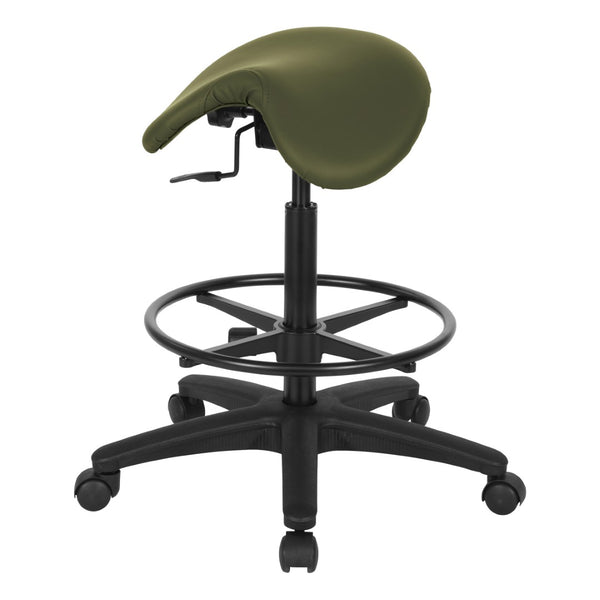 OSP Home Furnishings Backless Saddle Stool Ergonomic Pneumatic Height Adjustable Office Studio Task Seating Dillon Sage ST205-R106