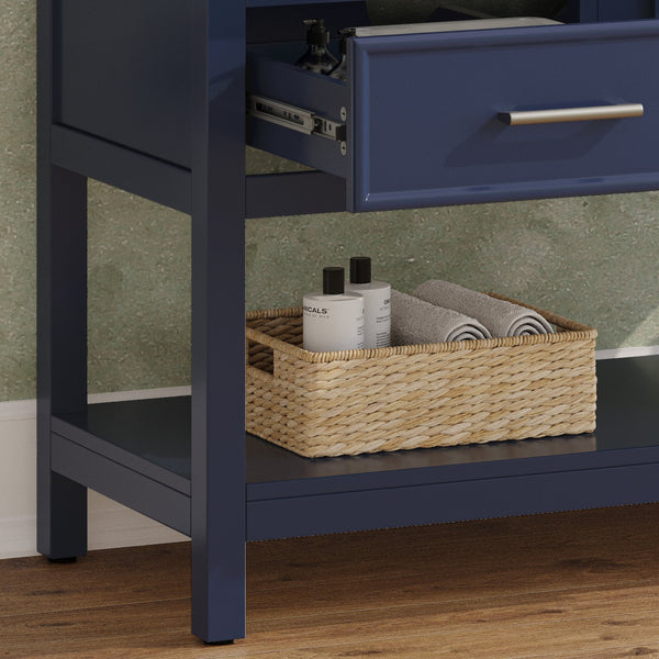 English Elm Christopher Knight Home® - 36" Modern Bathroom Vanity with Ceramic Sink, Tip-Out Tray, Soft-Close Drawers, Open Shelf, Waterproof Surface Blue N817P288908B