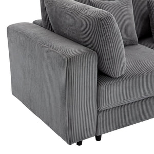 English Elm Sofa Corduroy Upholstered Living Room Couch with Spring Support and Wooden Frame WF532116AAE