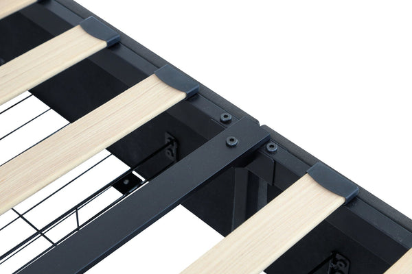 English Elm Queen Upholstered Bed Frame with Headboard, USB Charging, RGB LED Lights & 4 Storage Drawers, Dark Gray W1960P175566