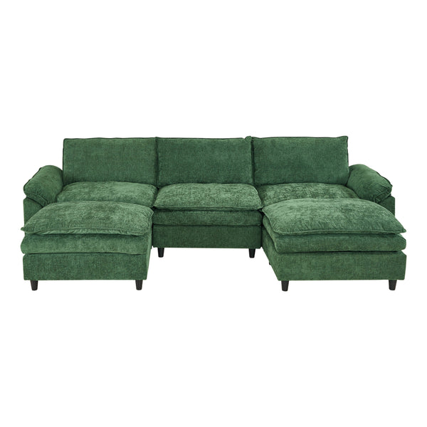 English Elm 2127-gn-ot,foot Rest Tufted Storage Ottoman with Armrests Rubberwood Legs Living Room W308P202300