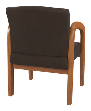 OSP Home Furnishings Medium Oak Wood Visitor Chair with Lumbar Support and Taupe Fabric for Office Use Cocoa WD380-K011