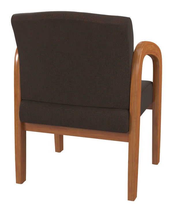 OSP Home Furnishings Medium Oak Wood Visitor Chair with Lumbar Support and Taupe Fabric for Office Use Cocoa WD380-K011