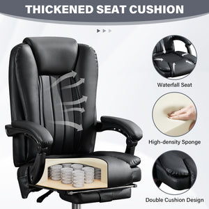 English Elm Massage Office Chair with Heat, 6 Vibration Points, Lumbar Support, Footrest, 400lb Capacity Recline W1521P299229
