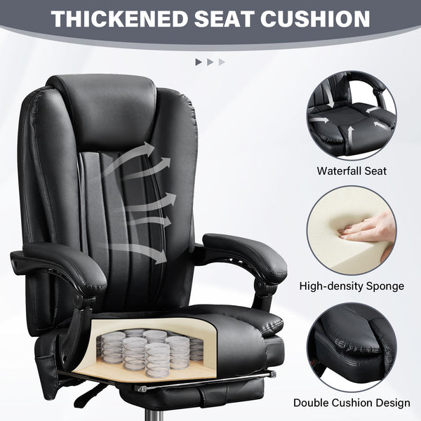 English Elm Massage Office Chair with Heat, 6 Vibration Points, Lumbar Support, Footrest, 400lb Capacity Recline W1521P299229