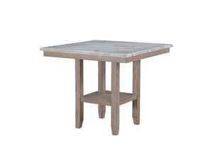 English Elm CLAUI Natural Bar Table with Marble Finish Top, Solid Wood & MDF Construction, Square Transitional Style 93 B201P215784