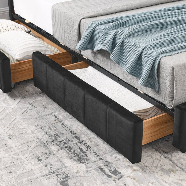 English Elm Full Size Upholstered Tufted Bed Frame - Stylish Velvet Sofa Bed With Armrests & Backrest Comfort W487S00309