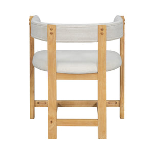 English Elm Dining Arm Chairs Set of 2 Barrel Back Rubberwood Frame with Cushioned Upholstery Beige+Natural N771P243844N