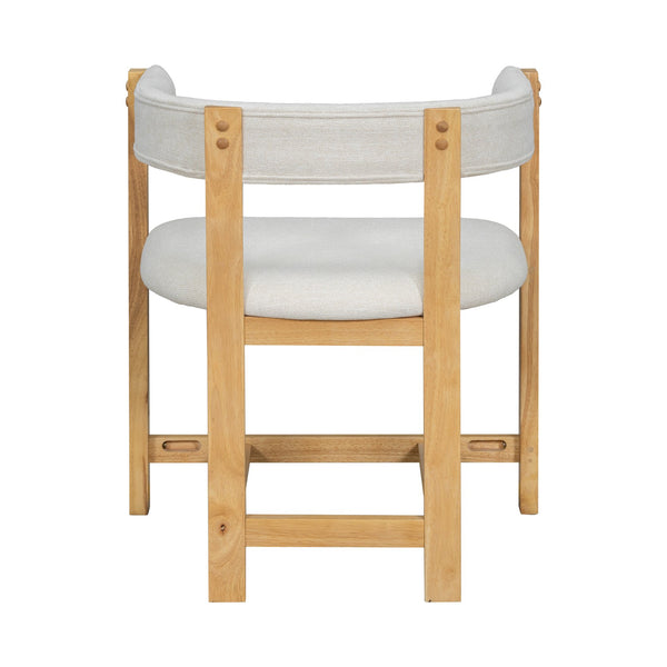 English Elm Dining Arm Chairs Set of 2 Barrel Back Rubberwood Frame with Cushioned Upholstery Beige+Natural N771P243844N