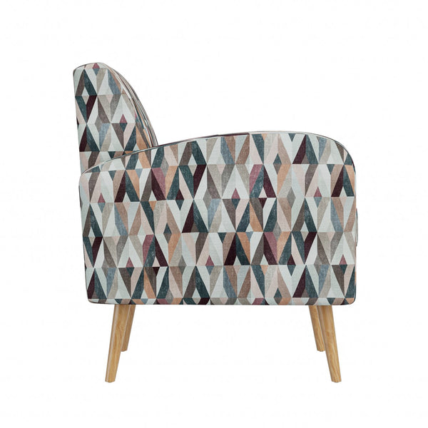 English Elm Darien Geometric Prism Upholstered Accent Armchair with Solid Wood Legs for Small Spaces Brown B127P495072