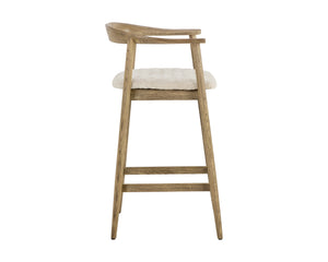 Sunpan Jeremy Counter Stool – Sleek Mid-Century Design in Acacia Wood with Unique Natural Textures and Character Weathered Oak / Dove Cream