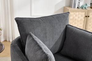 English Elm swivel Barrel Accent Chair with Solid Wood Frame & Metal Base, 350 lb Capacity, Sleek Curved Backrest Elegance Grey W2120P293680