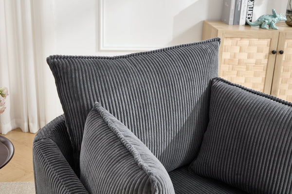 English Elm swivel Barrel Accent Chair with Solid Wood Frame & Metal Base, 350 lb Capacity, Sleek Curved Backrest Elegance Grey W2120P293680