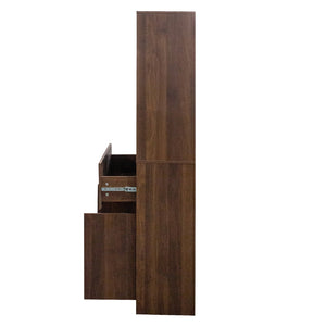English Elm Kitchen Walnut Buffet Cabinet with Wine Rack Open Shelving Drawers and Closed Storage W331P425319