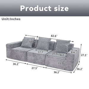 English Elm Floor Corduroy Convertible Couch Bed with Pillow Back & Armrests, CertiPUR-US Foam, Machine-Washable Cover W3341P329069