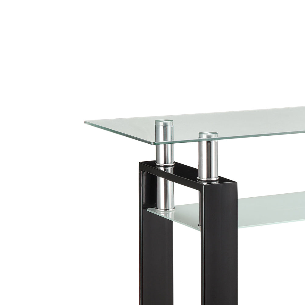 English Elm Randall Black Glass Top Sofa Table with 1 Shelf — Minimalist Metal Frame, Durable Modern Accent B062S00672