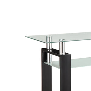 English Elm Randall Black Glass Top Sofa Table with 1 Shelf — Minimalist Metal Frame, Durable Modern Accent B062S00672