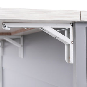 English Elm K&K Kitchen Island with Tilt-Out Trash Can, Drop Leaf Counter, Adjustable Shelf, Rolling Cart Grey WF326381AAG