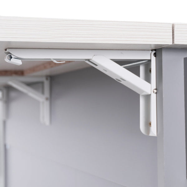 English Elm K&K Kitchen Island with Tilt-Out Trash Can, Drop Leaf Counter, Adjustable Shelf, Rolling Cart Grey WF326381AAG