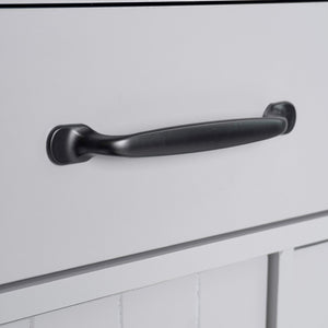 English Elm K&K Kitchen Island with Tilt-Out Trash Can, Drop Leaf Counter, Adjustable Shelf, Rolling Cart Grey WF326381AAG