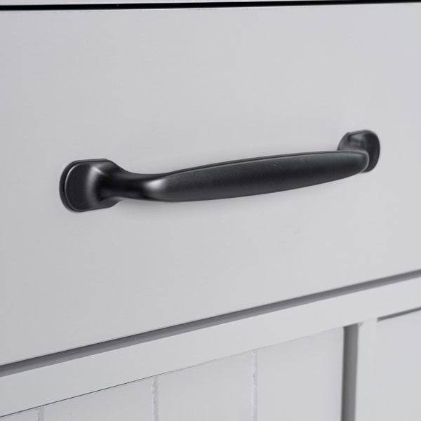 English Elm K&K Kitchen Island with Tilt-Out Trash Can, Drop Leaf Counter, Adjustable Shelf, Rolling Cart Grey WF326381AAG