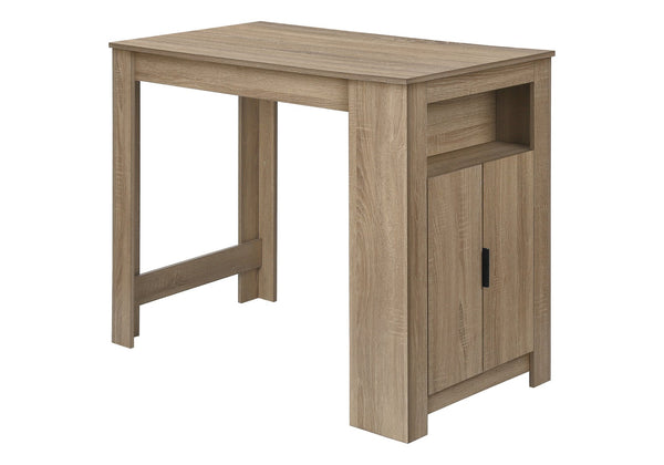 English Elm Dining 48" Counter Height Rectangular Table with Side Storage Cabinet and Open Shelf, Modern Design taupe 51 L x 27 W x 5 H B2710P286996